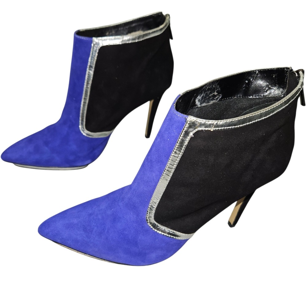Victoria's Secret Colorblock Suede Stiletto Ankle Boots Blue Black Sz 11B